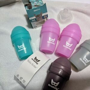 Baby Bottle Set - Pink, Teal, Gray